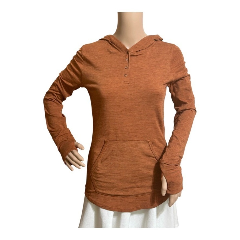 PrAna Women's Sol Protect Hoodie Top XS Brown Rust Lightweight Outdoor Camping
